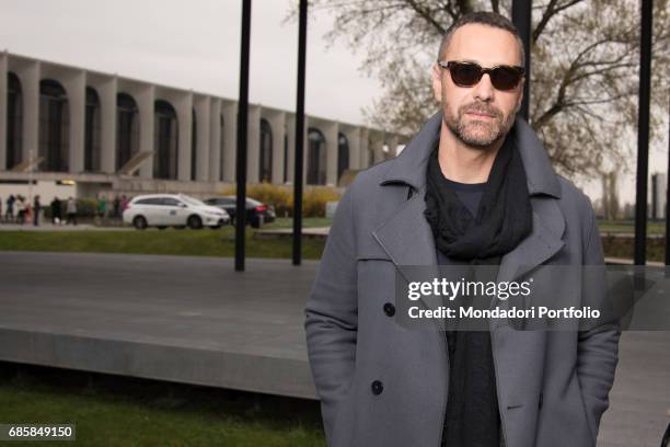 Actor Raoul Bova, protagonist of the TV series Fuoco amico TF45 - Eroe per amore, during his visit to the editorial office of the weekly listings...