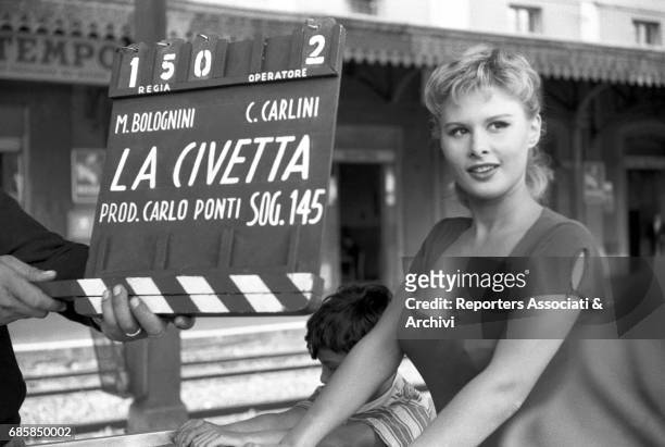 Italian actress Marisa Allasio during the making of 'Marisa la civetta'. Rome, 1957