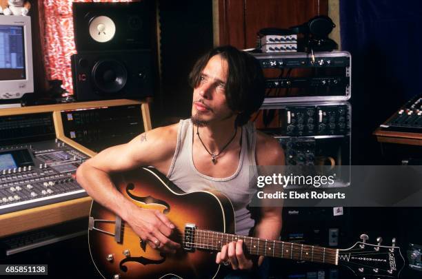 Chris Cornell photographed in a studio control room in Los Angeles, California on June 22, 1999.