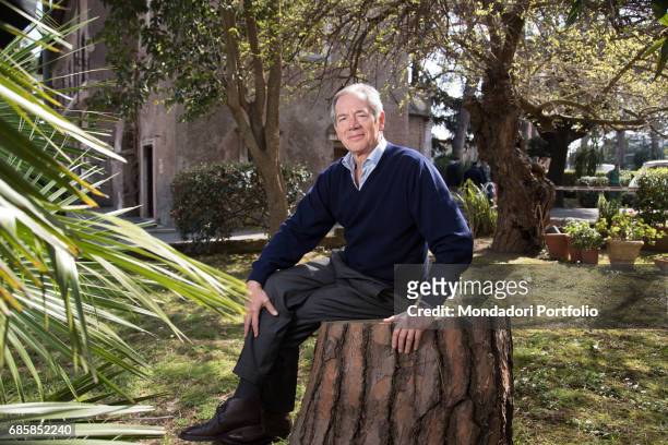 Functionary Guido Bertolaso, mayoral candidate of Rome for a few months with FI , sitting on a tree trunk. Rome, Italy. 27th March 2016