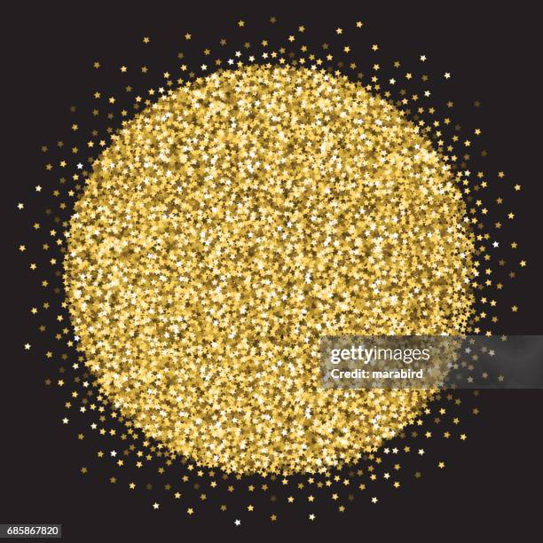 gold stars glitter big circle ornament - glitter circle stock illustrations