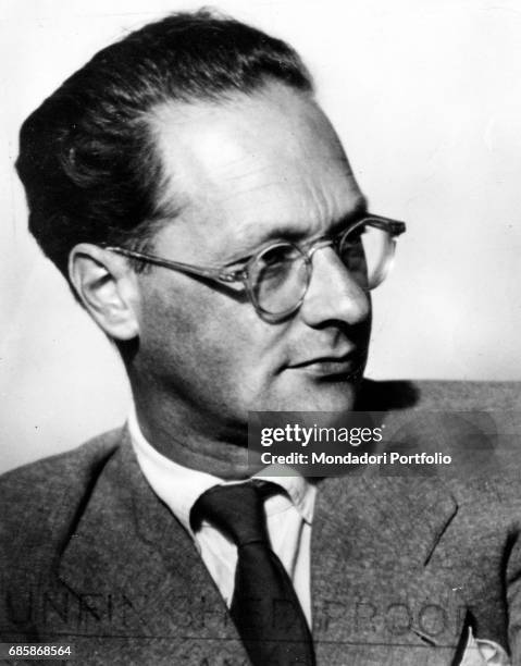 Close up of Italian physicist Edoardo Amaldi. Italy, July 1946