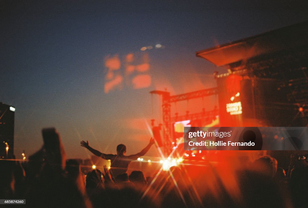 Festival Crowd With Lights at Night