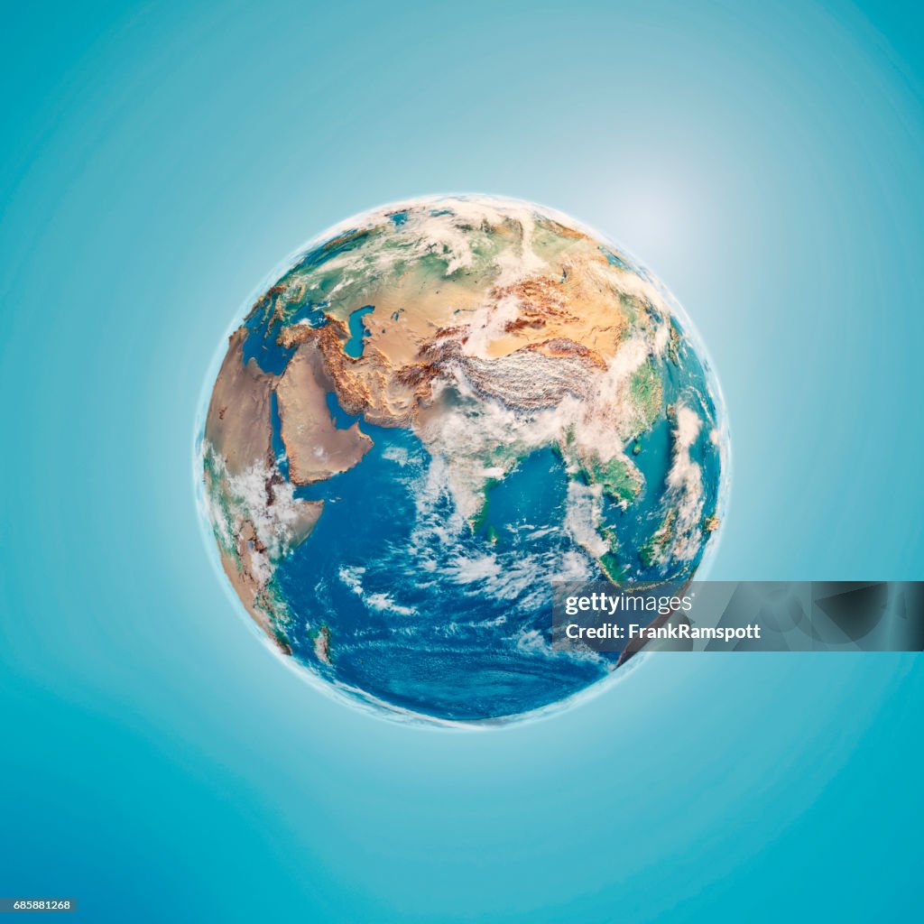 India 3D Render Planet Earth Clouds