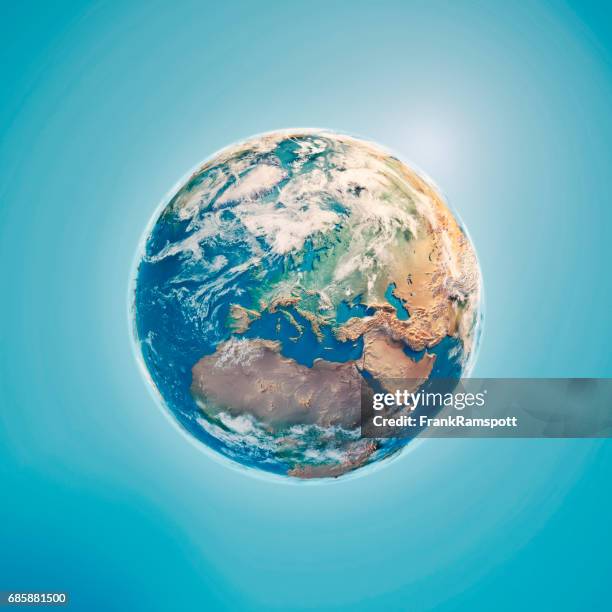 europa 3d render planeet aarde wolken - globe navigational equipment stockfoto's en -beelden