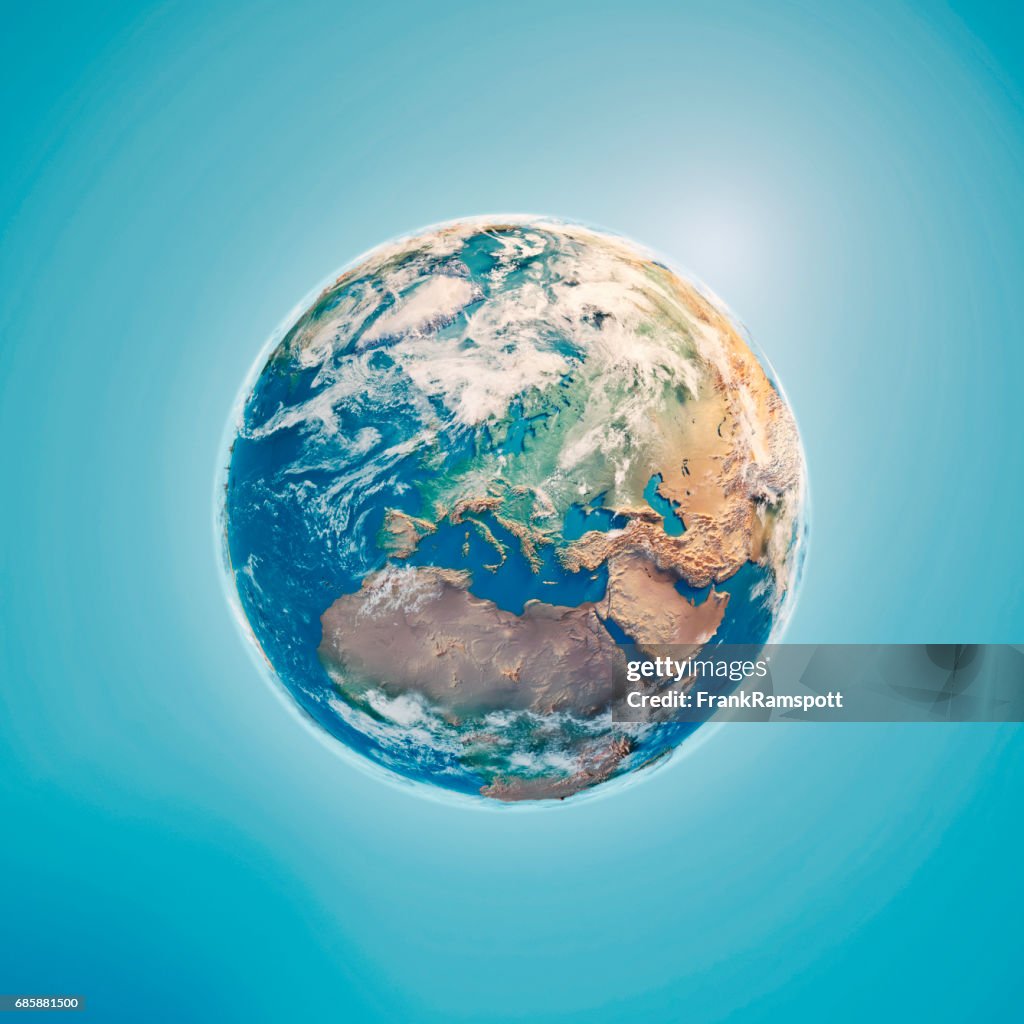 Europe 3D Render Planet Earth Clouds