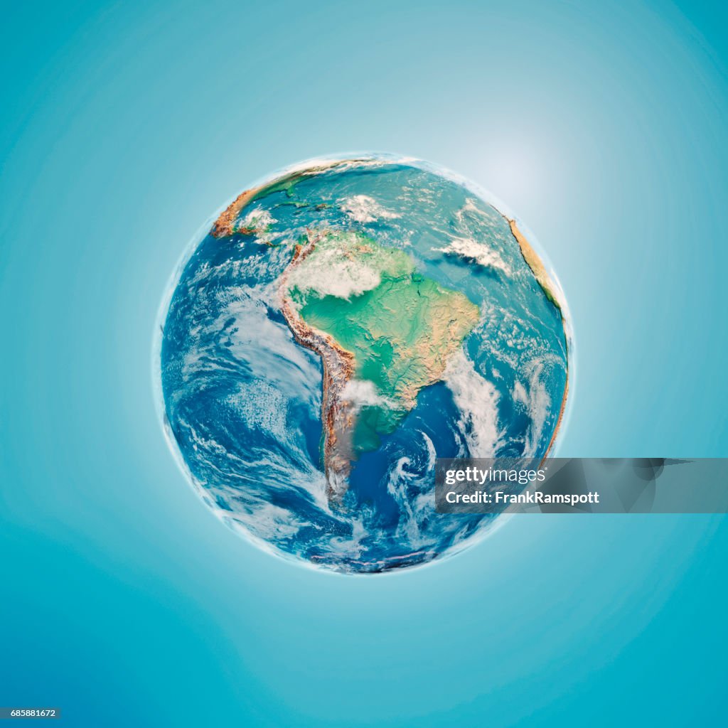 South America 3D Render Planet Earth Clouds