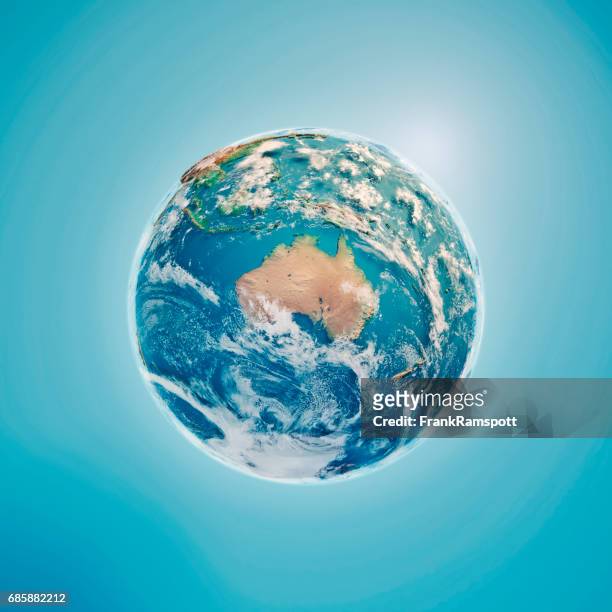 australien-3d render planet erde wolken - globe australia stock-fotos und bilder