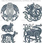 Ancient celtic mythological symbol of animals. Vector illustrati