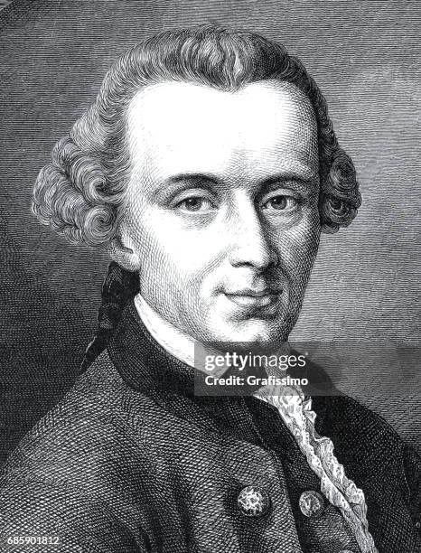 philosoph immanuel kant gravur von 1882 - kant stock-grafiken, -clipart, -cartoons und -symbole