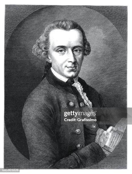 philosopher immanuel kant engraving from 1882 - kant stock illustrations