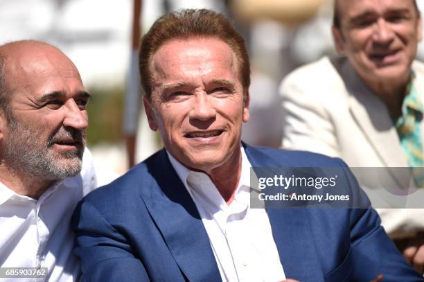 Arnold Schwarzenegger attends photocall for 'Wonders of the Sea 3D' during the 70th annual Cannes Film Festival at Nikki Beach on May 20, 2017 in...