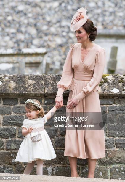 Princess Charlotte of Cambridge, bridesmaid and Catherine, Duchess of Cambridge attend the wedding Of Pippa Middleton and James Matthews at St Mark's...