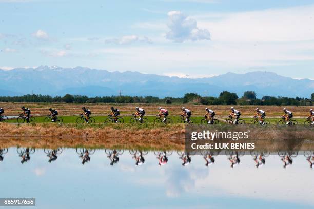 Pink Jersey, Netherlands' Tom Dumoulin of team Sunweb rides in the peloton during the 14th stage of the 100th Giro d'Italia, Tour of Italy, cycling...