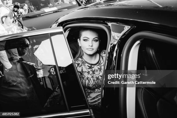 Thylane Blondeau departs the Martinez Hotel during the 70th annual Cannes Film Festival on May 19, 2017 in Cannes, France.