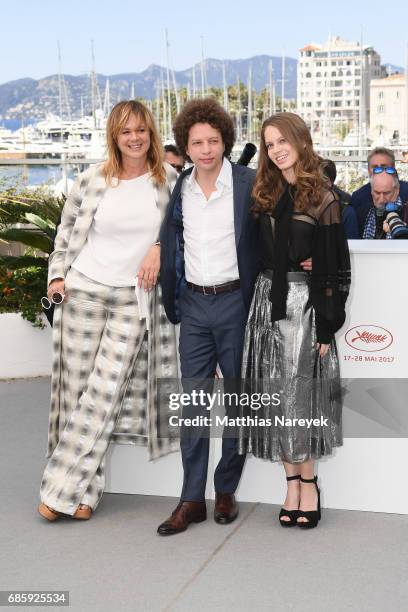 Emma Suarez, Michel Franco and Ana Valeria Becerril attend the "April's Daughter" photocall during the 70th annual Cannes Film Festival at Palais des...