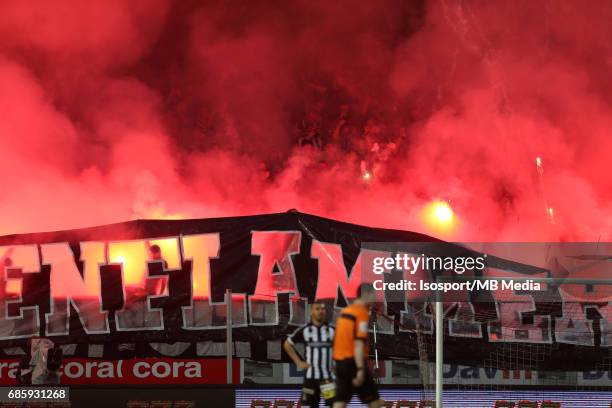 Ghent , Belgium / Sporting Charleroi v Rsc Anderlecht /"nSupporters - Bengaals vuur Feu de Bengale Bengal light"nJupiler Pro League Play-Off 1...