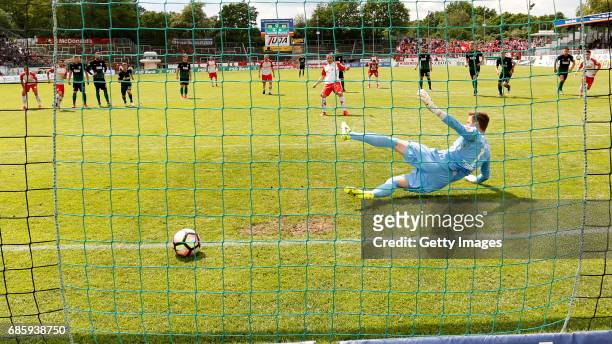 Andreas Geipl Jahn Regensburg goal celebration 0:1 during the German third league match between Preussen Muenster and Jahn Regensburg on May 20, 2017...