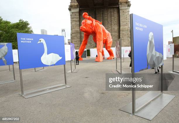 Guests attend the Family-Friendly 'Protect Like A Mother' Interactive Exhibit sponsored by Lysol at Brooklyn Bridge Park on May 20, 2017 in Brooklyn,...