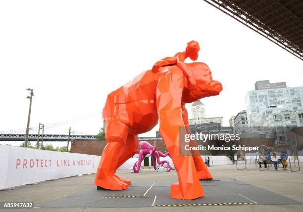 Guests attend the Family-Friendly 'Protect Like A Mother' Interactive Exhibit sponsored by Lysol at Brooklyn Bridge Park on May 20, 2017 in Brooklyn,...