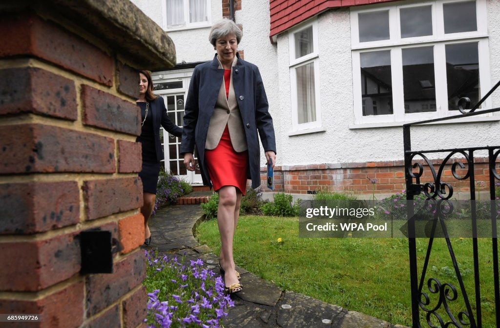 Theresa May Campaigns On The Conservative Battle Bus - Day Nine