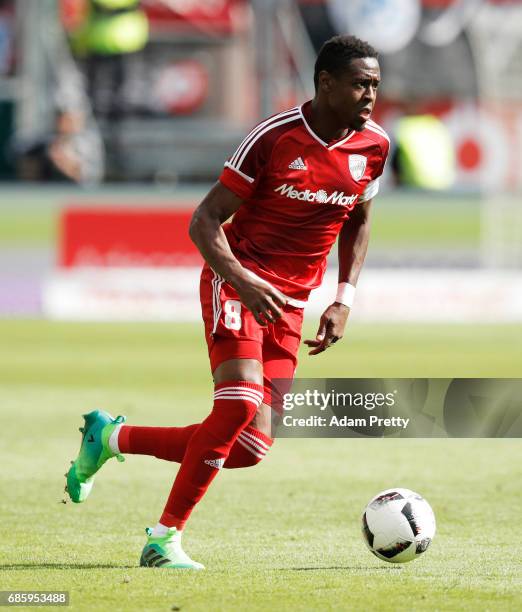 Bernardo De Oliveira of Ingolstadt 04 in action during the Bundesliga match between FC Ingolstadt 04 and FC Schalke 04 at Audi Sportpark on May 20,...