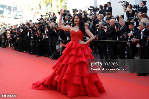 Aishwarya Rai attends the "120 Beats Per Minute " screening during the 70th annual Cannes Film Festival at Palais des Festivals on May 20, 2017 in...