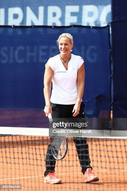 Barbara Rittner in action during the WTA Nuernberger Versicherungscup on May 20, 2017 in Nuermberg, Germany.