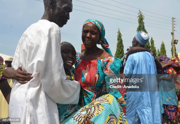 Relatives meet with abducted girls after the releasing 82 of school girls, kidnapped by Boko Haram in Chibok back in 2014, at Aso Rock Presidential...