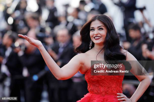 Aishwarya Rai attends the "120 Beats Per Minute " screening during the 70th annual Cannes Film Festival at Palais des Festivals on May 20, 2017 in...