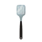 Spatula utensil, metal tool for barbecue. Made in flat style