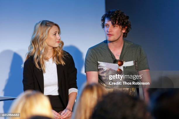 Actors Yael Grobglas and Brett Dier speak onstage during the Jane The Virgin panel discussion at the 2017 Vulture Festival at Milk Studios on May 20,...