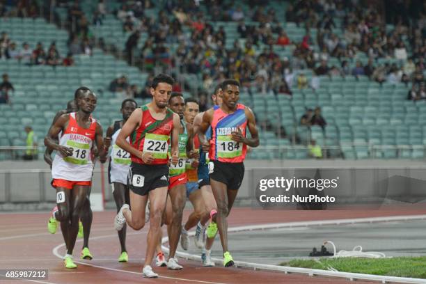 Hayle Ibrahimov of Azerrbaijan and BOUQANTAR Soufiyan Bouqantar of Morocco, lead in Men's 10,000m final, during day five of Athletics at Baku 2017 -...