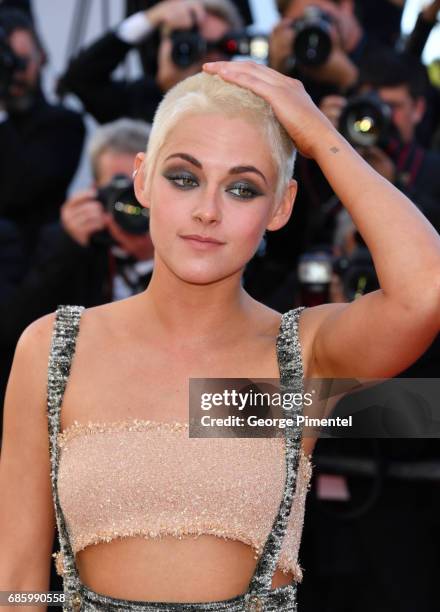 Actress Kristen Stewart attends the "120 Beats Per Minute " screening during the 70th annual Cannes Film Festival at Palais des Festivals on May 20,...