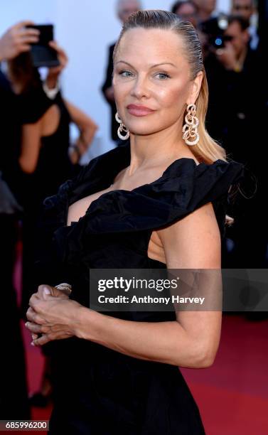 Pamela Anderson attends the "120 Battements Par Minutes " screening during the 70th annual Cannes Film Festival at Palais des Festivals on May 20,...