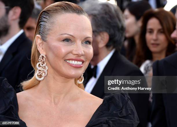 Pamela Anderson attends the "120 Battements Par Minutes " screening during the 70th annual Cannes Film Festival at Palais des Festivals on May 20,...