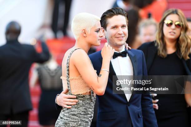 Director and screenwriter Kristen Stewart and actor Josh Kaye attend the "120 Beats Per Minute " screening during the 70th annual Cannes Film...