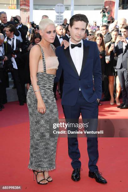 Director and screenwriter Kristen Stewart and actor Josh Kaye attend the "120 Beats Per Minute " screening during the 70th annual Cannes Film...