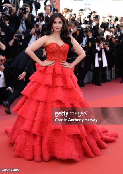 Aishwarya Rai attends the "120 Battements Par Minutes " screening during the 70th annual Cannes Film Festival at Palais des Festivals on May 20, 2017...
