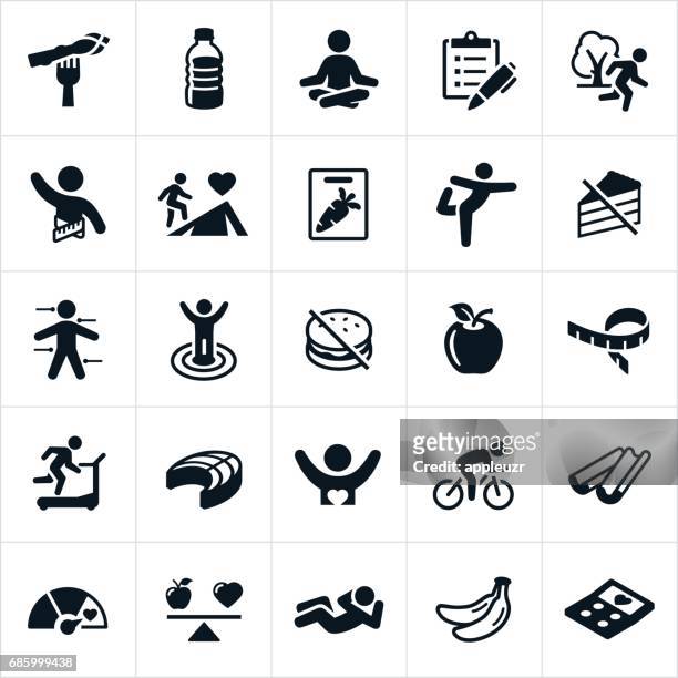 healthy lifestyle icons - jogging icon stock illustrations