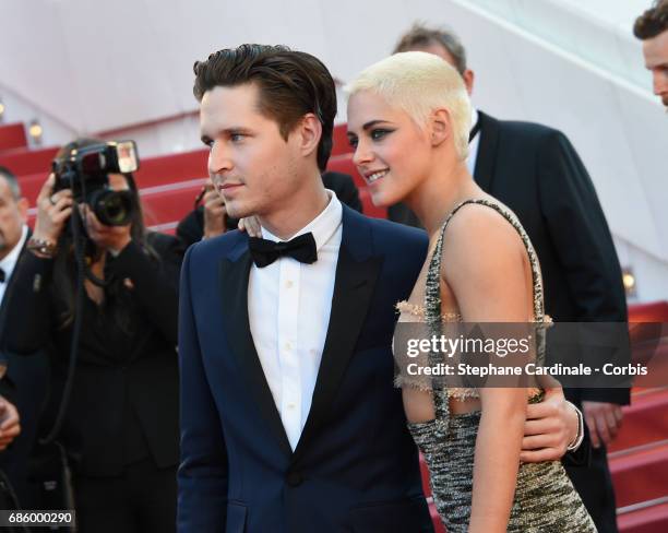 Actors Kristen Stewart and Josh Kaye attend the "120 Beats Per Minute " premiere during the 70th annual Cannes Film Festival at Palais des Festivals...