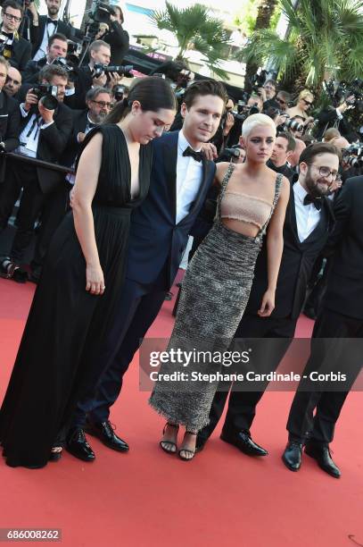 Actors Kristen Stewart and Josh Kaye attend the "120 Beats Per Minute " premiere during the 70th annual Cannes Film Festival at Palais des Festivals...