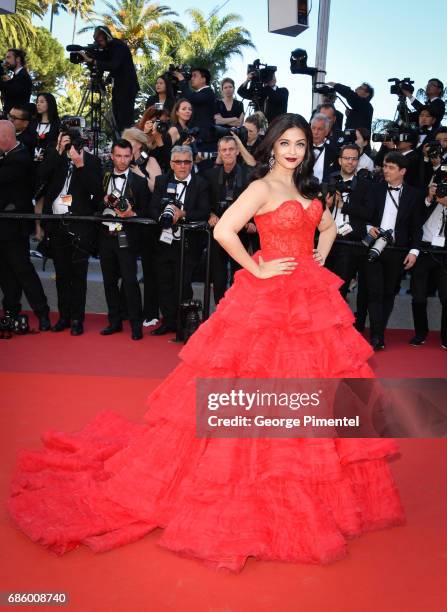 Aishwarya Rai attends the "120 Beats Per Minute " screening during the 70th annual Cannes Film Festival at Palais des Festivals on May 20, 2017 in...