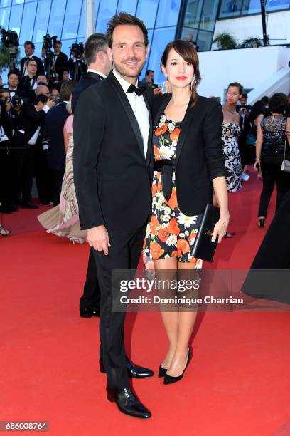 Christophe Michalak and Delphine McCarty attend the "120 Beats Per Minute " screening during the 70th annual Cannes Film Festival at Palais des...