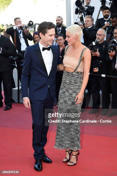 Josh Kaye and Kristen Stewart attend the "120 Beats Per Minute " screening during the 70th annual Cannes Film Festival at Palais des Festivals on May...