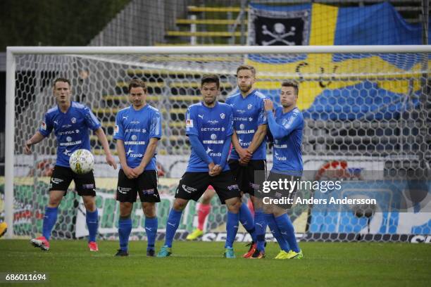 Andreas Bengtsson Fredrik Olsson Ivo Pekalski Alexander Ruud Tveter Gabriel Gudmundsson covers a free kick during the Allsvenskan match between...