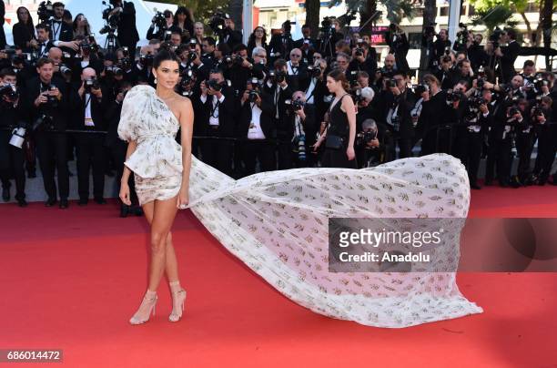 Model Kendall Jenner arrives for the film '120 Battements par Minute' in competition at the 70th annual Cannes Film Festival in Cannes, France on May...