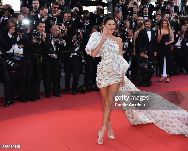 Model Kendall Jenner arrives for the film '120 Battements par Minute' in competition at the 70th annual Cannes Film Festival in Cannes, France on May...