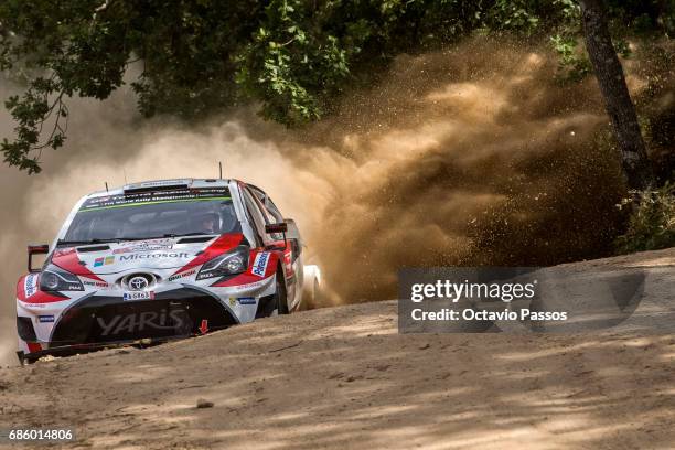 Jari Matti Latvala of Finland and Mikka Anttila of Finland compete in their Toyota Gazoo Racing WRT Toyota Yaris WRC during the SS15 Amarante of the...