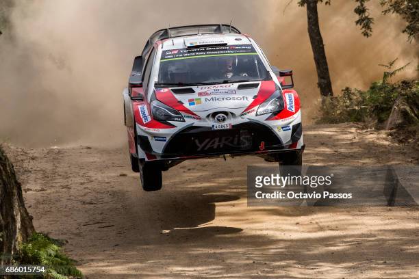 Jari Matti Latvala of Finland and Mikka Anttila of Finland compete in their Toyota Gazoo Racing WRT Toyota Yaris WRC during the SS15 Amarante of the...